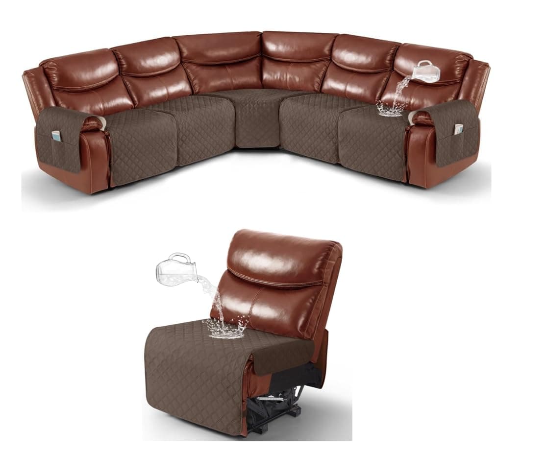 Ruaozz Brown Recliner and Armless Chair Covers