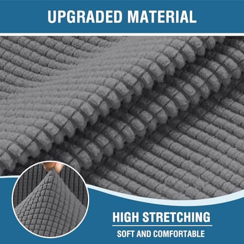 H.VERSAILTEX Grey Soft Thick Jacquard Stretch Recliner Cover with Side Pocket