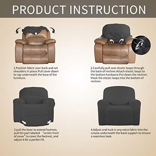 Oversized Recliner Stretch Sofa Slipcover, Dark Gray, Elastic Bottom