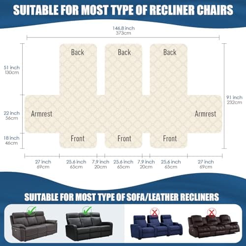 TAOCOCO 100% Waterproof Recliner Sofa Cover, Dark Gray, Pet & Kids Friendly
