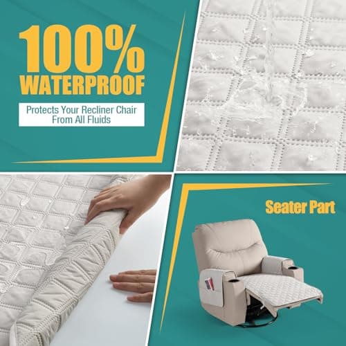 Ruaozz Upgraded Waterproof Recliner Chair Covers - Beige