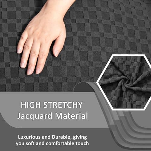 ULTICOR 4-Piece Jacquared Stretch Recliner Cover, Dark Grey