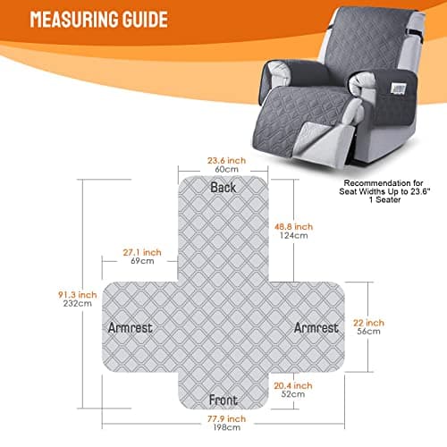 VANSOFY 100% Waterproof Pet Chair Cover, Dark Gray, 23.6"