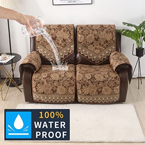 LUFEIJIASHI Waterproof Non-Slip Recliner Couch Covers (Brown, 2 Seater)