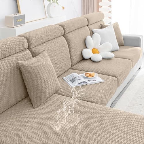 Smiry L Shape Chaise Lounge Sofa Slipcover, Grey — Camel