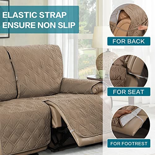 Turquoize 100% Waterproof Recliner Sofa Cover for 2 Seat Couch (Medium, Taupe)