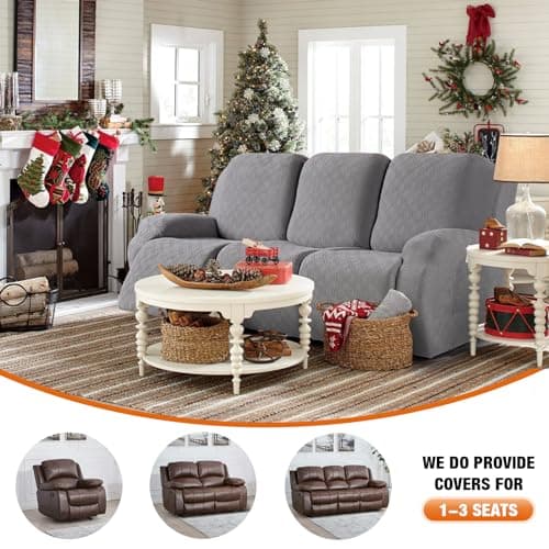 VANSOFY 3-Piece Stretch Reclining Couch Covers Light Gray