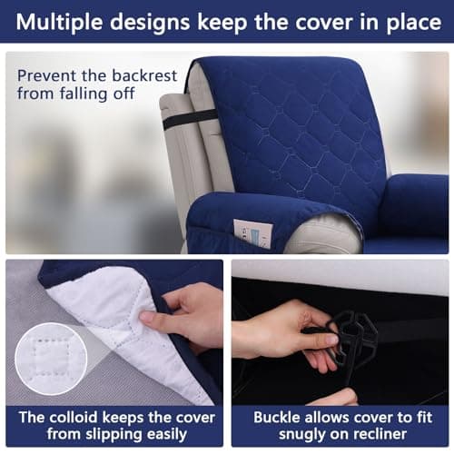 100% Waterproof Recliner Chair Covers, Non-Slip Pets Protector, Dog Slipcovers with Pocket