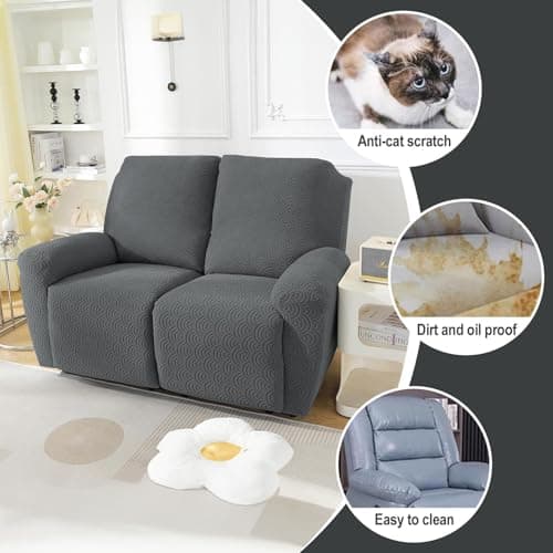 Northern Brothers Reclining Loveseat Cover, Dark Gray 2 Seater