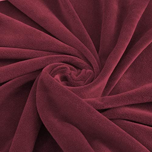 Off White Stretch Velvet Recliner Covers for Lazy Chair with Side Pocket — Burgundy