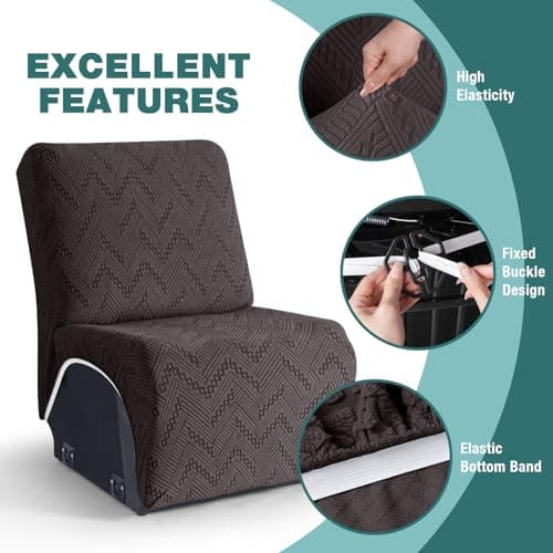 Ruaozz Chocolate Recliner Sectional Couch & Armless Cover