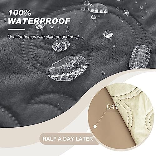 Genina 100% Waterproof Couch Covers for 2 Cushion Reclining Sofas (Dark Gray)