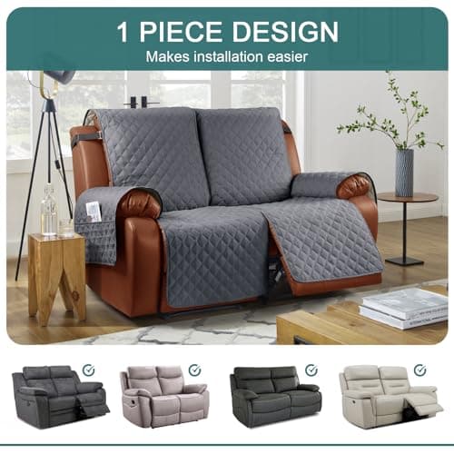 Ruaozz Waterproof Recliner Sofa Cover for Kids, Pets (Dark Grey, 2 Seater)