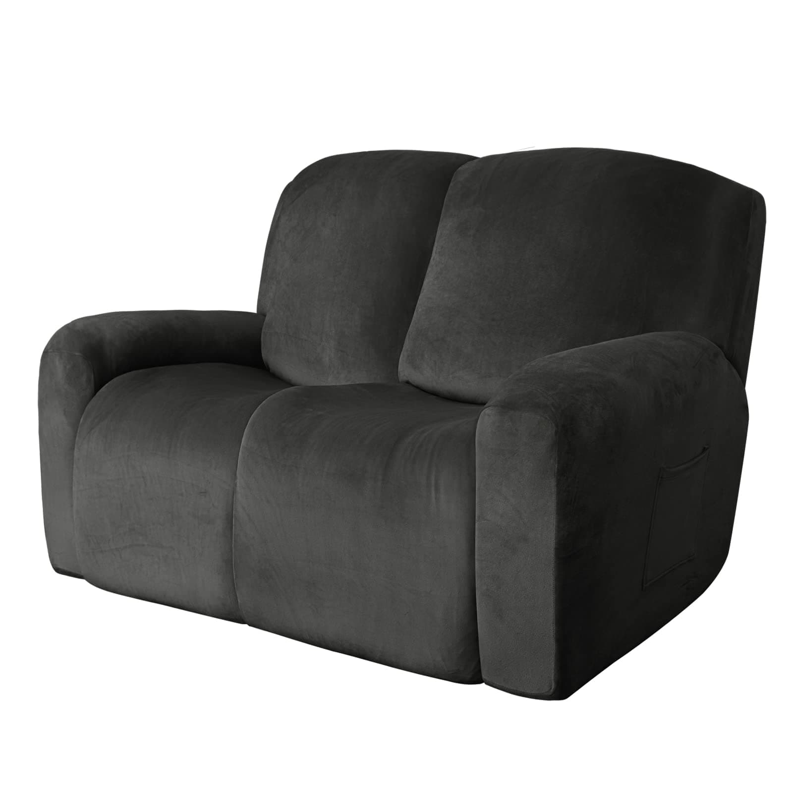 Easy-Going Dark Gray Velvet 6-Piece Recliner Loveseat Covers