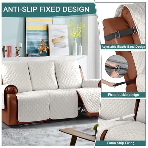 Ruaozz Beige 1-Piece Waterproof 3 Seater Recliner Sofa Cover