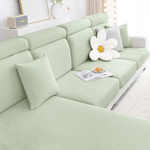 Smiry L Shape Chaise Lounge Sofa Slipcover, Grey — Green