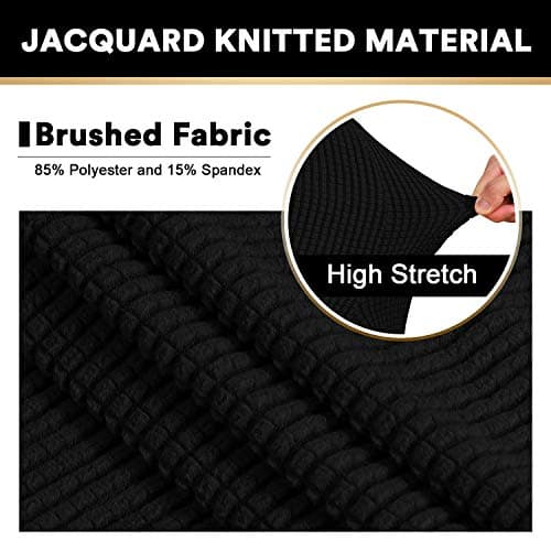 PrinceDeco Stretch Sofa Cover for 3 Cushion Couch (Sofa, Black)