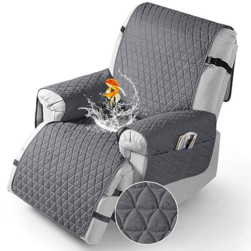 TAOCOCO Recliner Cover - 100% Waterproof, Non-Slip, Elastic Band (Black, Small-22') — Dark Grey