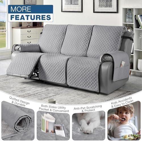 TAOCOCO 3 Seater Light Gray Recliner Sofa Slipcover