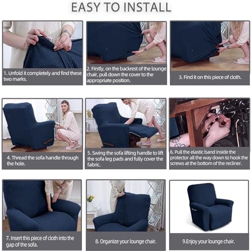 Keukuou Lazy Boy Recliner Chair Covers for Dog and Kids, Navy Blue
| Stretchable Recliner Cover with Elastic Bottom for Lazy Boy Chair, 1 Piece Furniture Protector
| Keukuou Recliner Chair Cover, Lazy Boy Style, Stretchy Navy Blue Slipcover for Dog