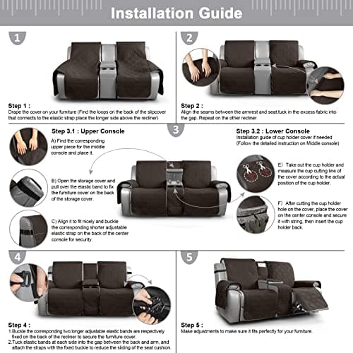 TAOCOCO 100% Waterproof 2 Seater Loveseat Recliner Pet & Kids Cover (Chocolate)