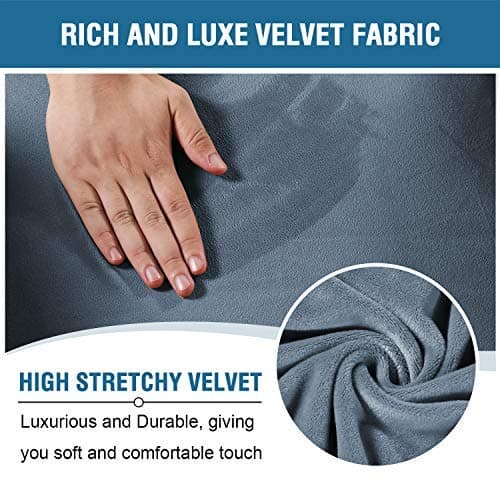 H.VERSAILTEX Stone Blue Velvet Stretch Recliner Couch Covers