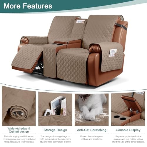 Ruaozz Waterproof Recliner Loveseat Cover for Pet Couch