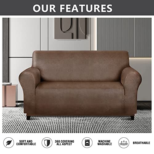 Molasofa Oversized Loveseat Cover, Dark Brown, Soft Spandex Non-Slip Protection