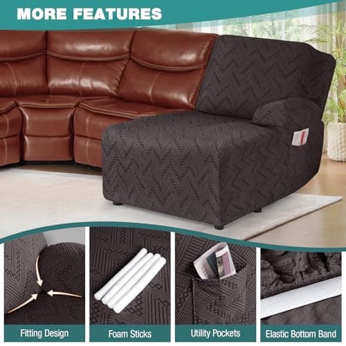 Ruaozz Chocolate L-Shaped Stretch Recliner & Chaise Cover