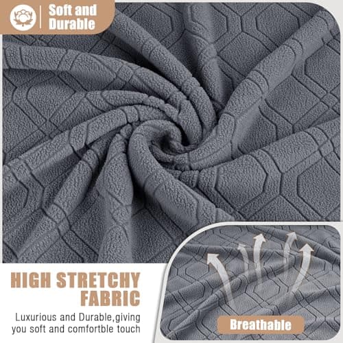 VANSOFY Jacquard Stretch Reclining Sofa Cover for 2 Seat with Console (Dark Gray)