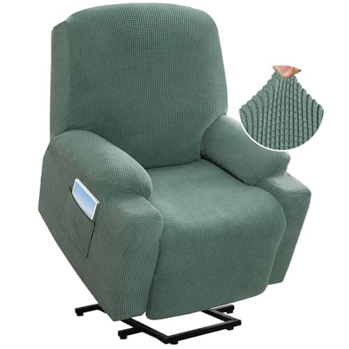 H.VERSAILTEX Grey Soft Thick Jacquard Stretch Recliner Cover with Side Pocket — Sage