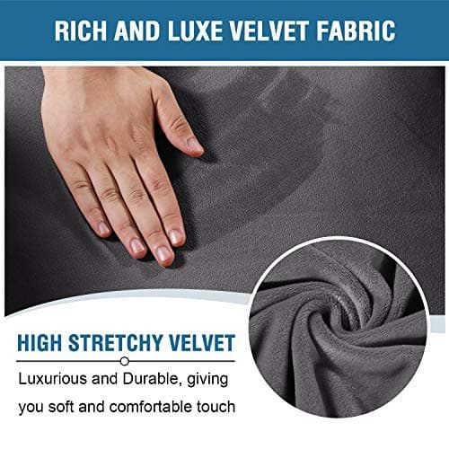 H.VERSAILTEX Velvet Stretch Recliner Chair Covers, Gray