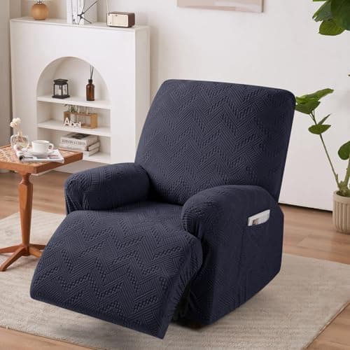 Recliner Sofa Covers for Reclining Couches with Pockets, Washable Furniture Protector - 3 Seater — Charcoal Grey