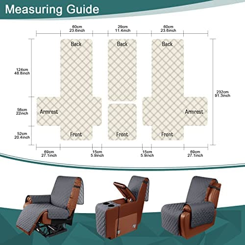 Waterproof Loveseat Cover for Double Recliner with Console, Dark Grey, 2 Seater
