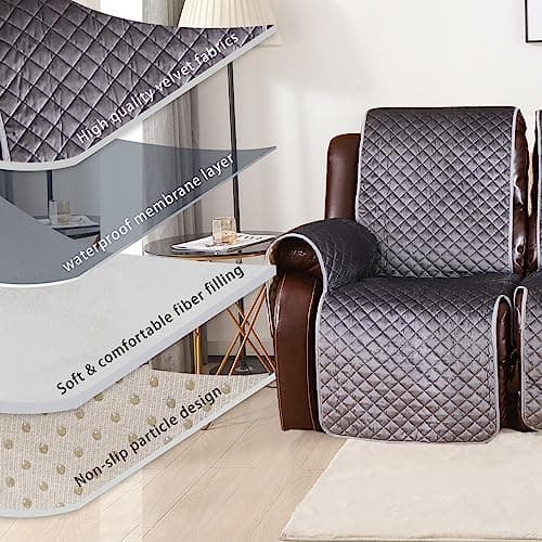 LUFEIJIASHI Waterproof Velvet Recliner Couch Covers 3 Seat Dark Grey