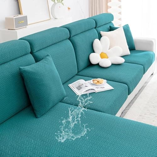 Smiry L Shape Chaise Lounge Sofa Slipcover, Grey — Peacock Green