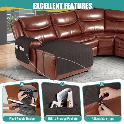 Ruaozz L-Shaped Recliner Sofa & Left Chaise Chocolate Cover