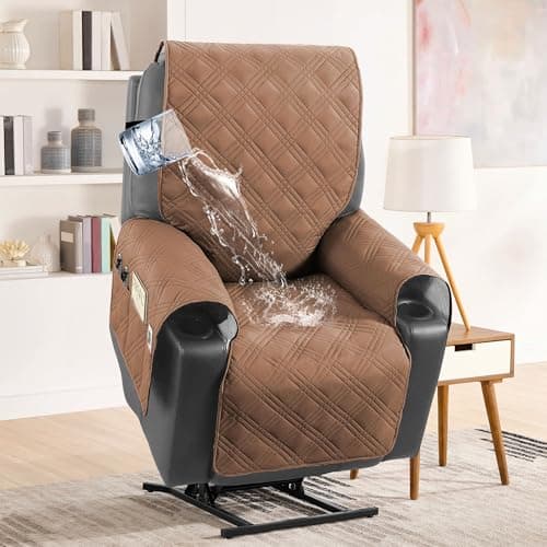 H.VERSAILTEX 100% Waterproof Recliner Chair Cover Brown/Beige — Terracotta/Beige