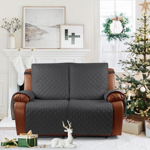 Ruaozz Waterproof Recliner Sofa Cover for Kids, Dogs, Pets (2 Seater, Charcoal Grey)