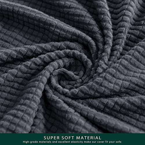 CHUN YI 3 Seater Couch Slipcover, Large Grey Checks