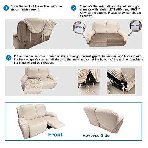 MAXIJIN Loveseat Recliner Stretch Velvet Slipcover, Dark Coffee