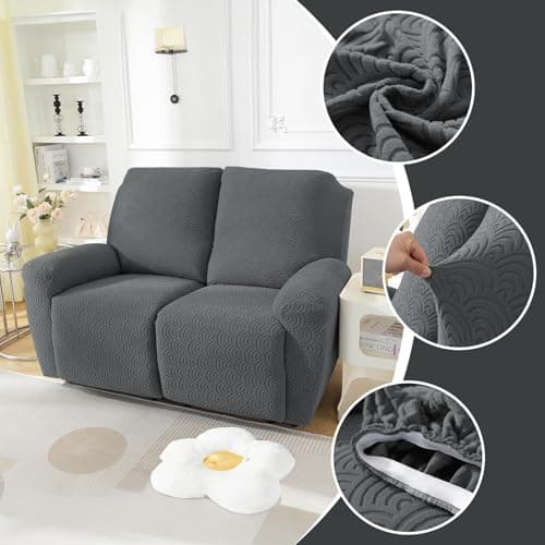 Northern Brothers Reclining Loveseat Cover, Dark Gray 2 Seater