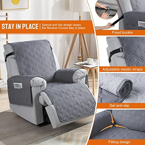 VANSOFY 100% Waterproof Pet Chair Cover, Dark Gray, 23.6"