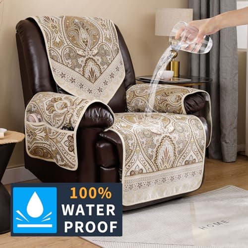 LUFEIJIASHI Non-Slip Waterproof Recliner Covers for Leather Electric Chairs (FLKF-Beige)
