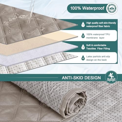Ruaozz Waterproof Recliner Sofa Cover for Kids, Dogs, Pets (Pale Brown, 3 Seater)