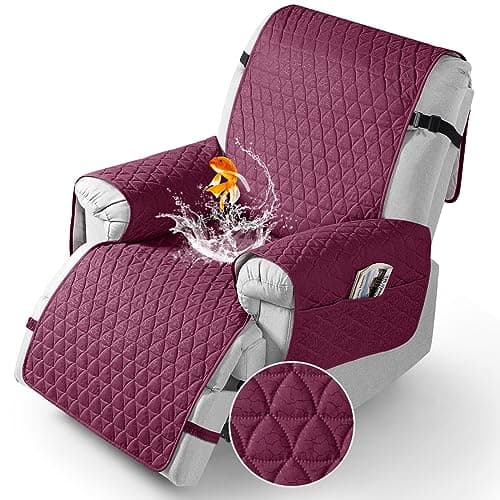TAOCOCO Recliner Cover - 100% Waterproof, Non-Slip, Elastic Band (Black, Small-22') — Wine