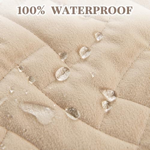 Waterproof Velvet Couch Recliner Cover, Non-Slip Sectional Protector, 23x38 Beige