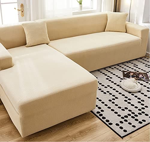 IMYOGI L-Shaped Sofa Cover - 2pcs Stretch Slipcover for Seater + 2 Seater Living Room — N