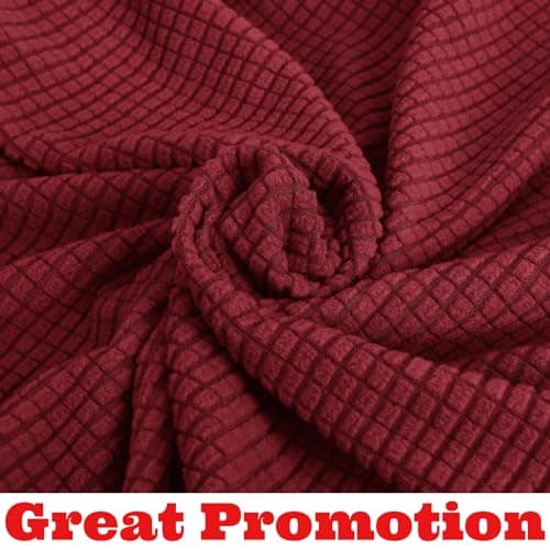 ZNSAYOTX Universal Sofa Cover for Living Room Dogs Pet Friendly Spandex Slipcover with Anti-Slip Foam Sticks (Light Grey — Wine Red