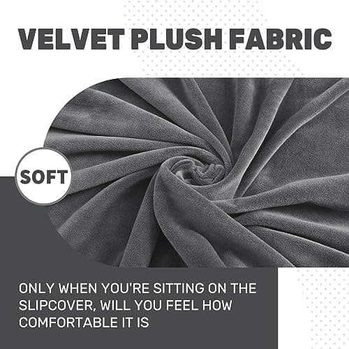 MAXIJIN Velvet Chaise Cover for L Shaped Sofa with Elastic Bottom (Gray)